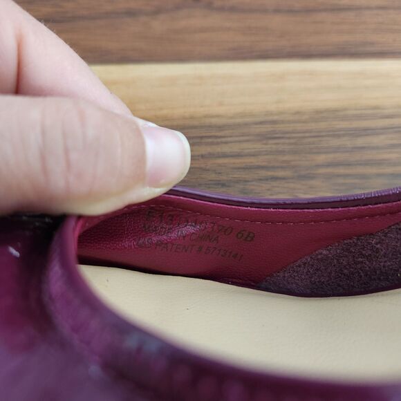 Cole Haan Womens Maroon Purple Peep Toe Wedge Heel Pumps Leather Size 6 - Picture 7 of 9